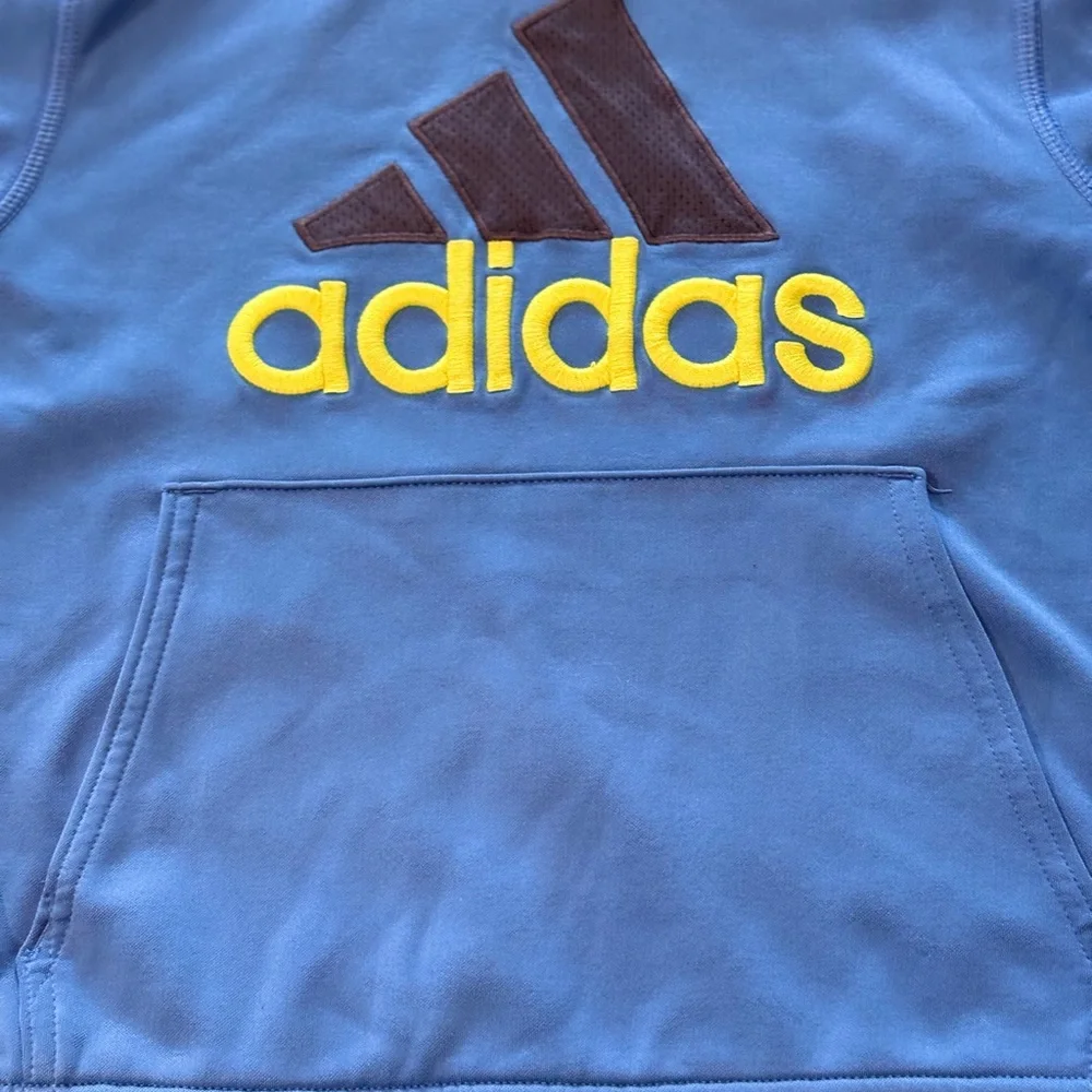 Adidas Kids Blue Hoodie with Yellow Stripes Boys Size 7